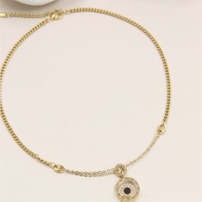 Collier Géométrique Orné de Lettres Romaines en Acier Inoxydable