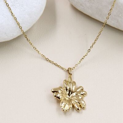 Collier Fleur en Acier Inoxydable - Charme Éternel