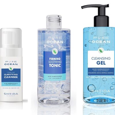 Coffret nettoyant visage Sheida Pure Ocean - Pour peaux normales et mixtes