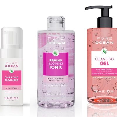 Coffret nettoyant visage Sheida Pure Ocean - Pour peaux sèches et sensibles