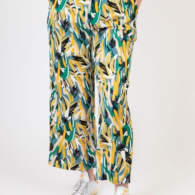 Pantaloni stampati verdi taglie forti (B239)