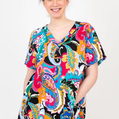 Plus size black print blouse (C6569)