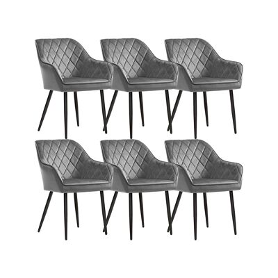Sedie da pranzo con braccioli, set da 6, grigio
