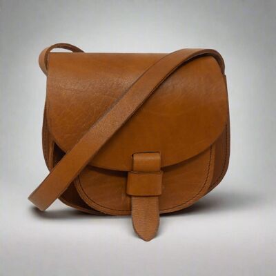 Maya Light Brown Leather Saddle Bag