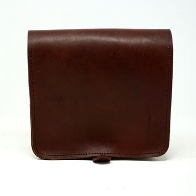 Handmade Small Unisex Leather Crossbody Bag – dark brown Full-Grain Leather Satchel