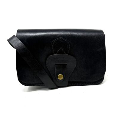 Noah Leather Wallet Crossbody – Handmade Full-Grain Leather - black