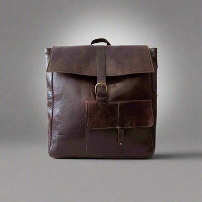 Square Backpack Bag -Dark brown