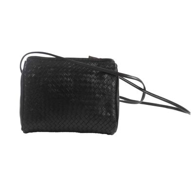 Simone Leather Woven Crossbody handbag Black