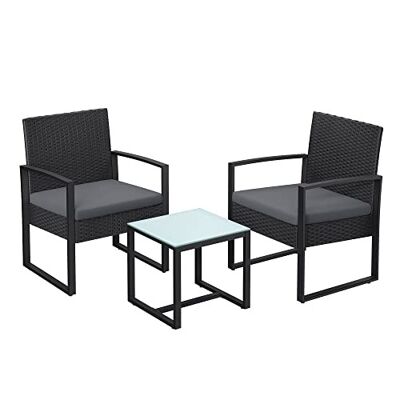 Set of 3 balcony furniture made of poly rattan