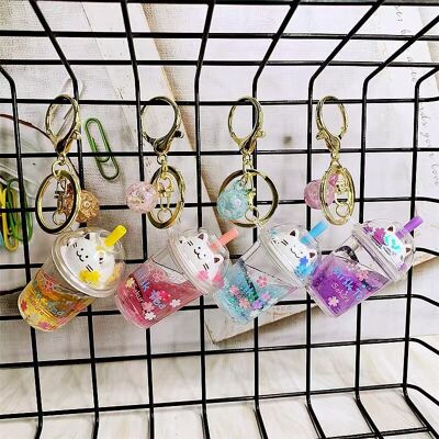 Porte-clés chat bubble-tea