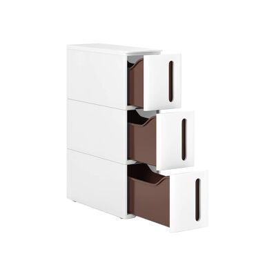 Étagère de niche à roulettes blanc-marron