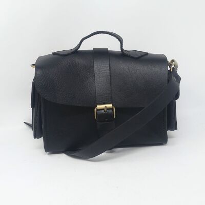 Sac à main en cuir Flora noir