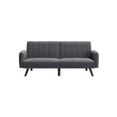 Sofá cama tapizado en terciopelo gris