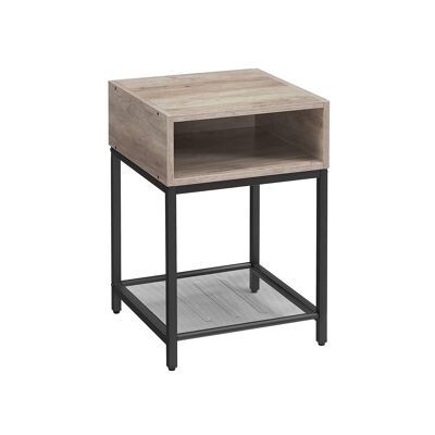 Side table with open compartment and lattice top
