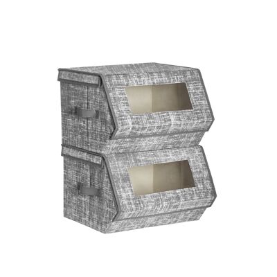 Lot de 2 boîtes de rangement en tissu