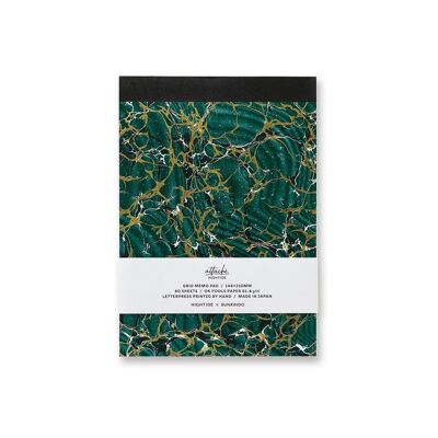Bloc-notes imprimé Hightide en édition limitée Attaché Letterpress (A5, Grid) - Vert