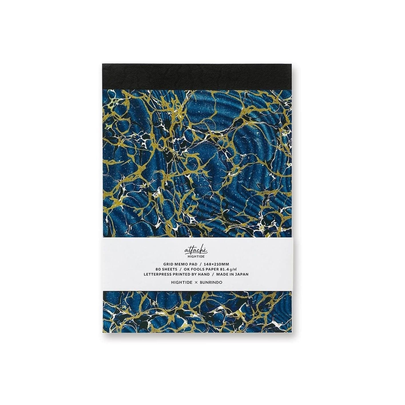 Hightide Limited Edition Attaché Letterpress Printed Memo Block (A5, Raster) - Blau