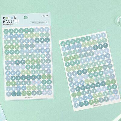 Paperian Colour Palette Stickers - Alphabet & Numbers