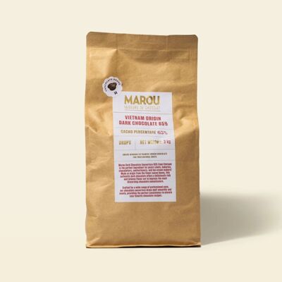 Dark Couverture Chocolate 65% Pistoles – Grand Cru Vietnam – 3 kg – Dessert, Confectionery & Professional Bakery