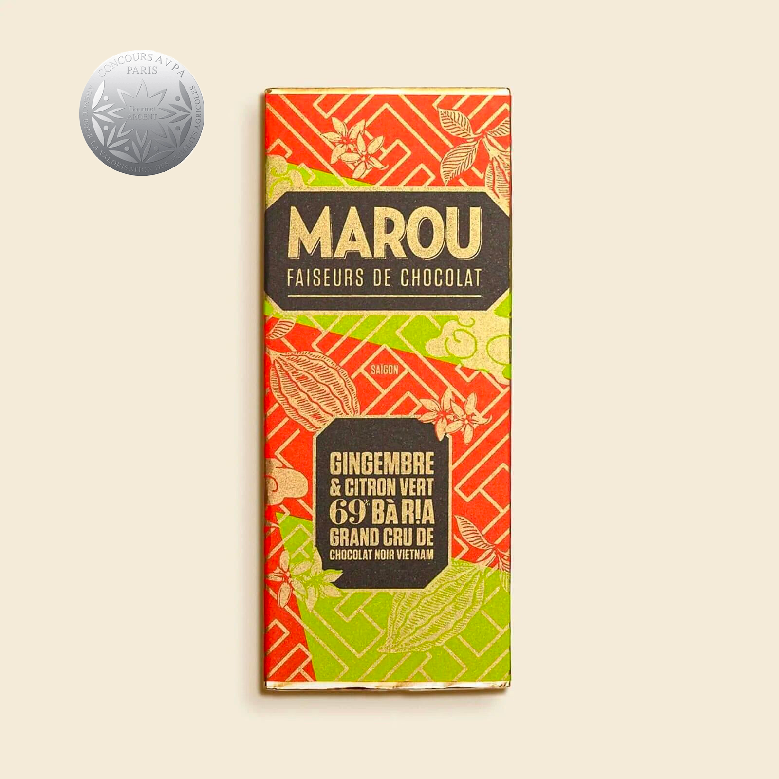 Mini Dark Chocolate Tablet 69% Ginger & Lime – 24 g – Vietnam – Grand Cru Ba Ria
