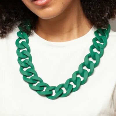 Statement Necklace Chunky Matte Turquoise Chain Links