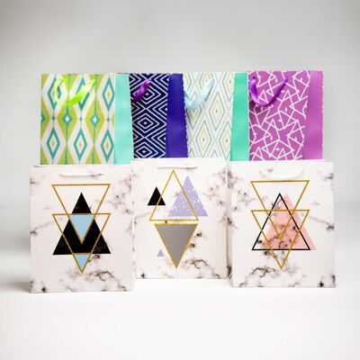Sacchetti regalo in marmo con motivi geometrici - Set da 4, design assortiti (misure disponibili)