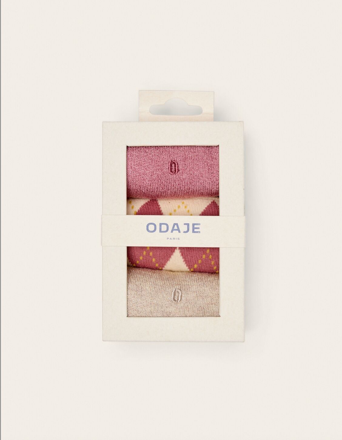 Confezione da 3 calzini - Diamanti fantasia e paillettes rosa beige