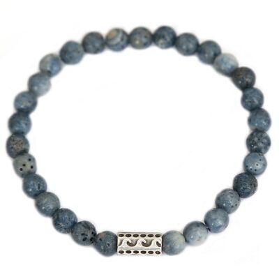 Pulsera de hombre con piedra azul ondulada