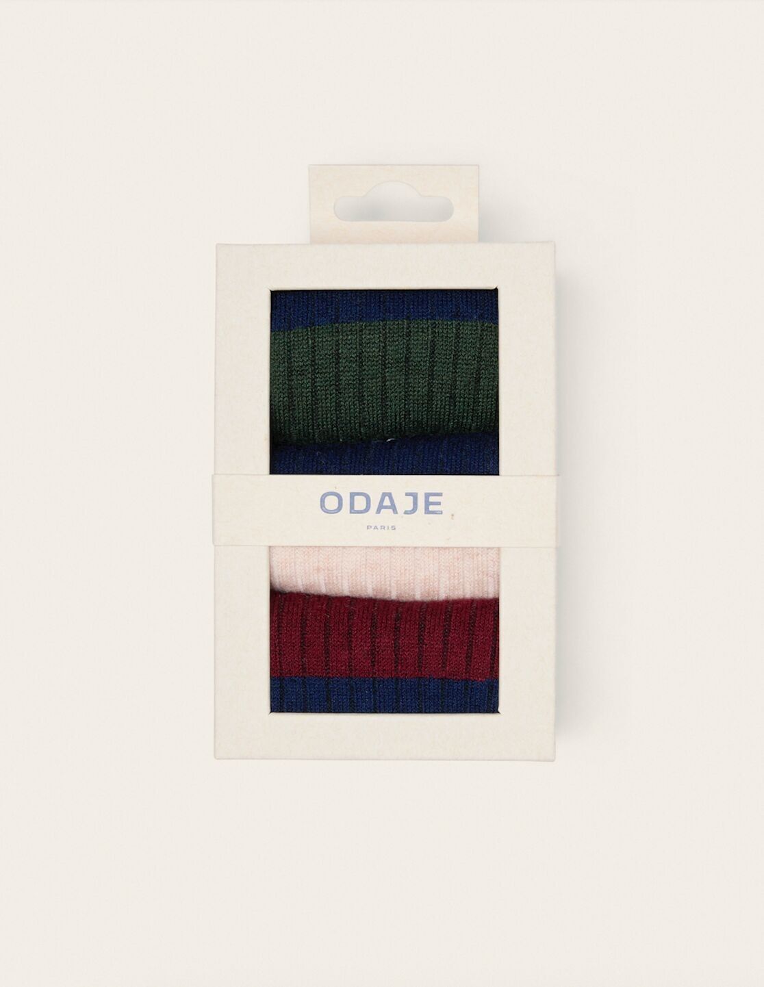 Pack de 3 Chaussettes - Côtelé rayures bleu vert écru bordeaux