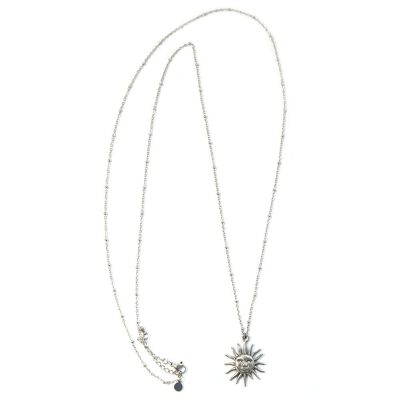 Collier long en argent soleil