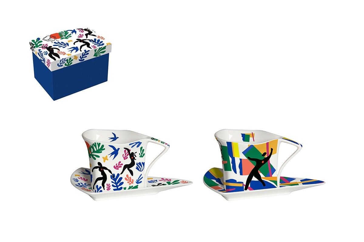 SET DI 2 TAZZE TRIANGOLARI IN PORCELLANA 90 ML + PIATTINI – MATISSE SPIRIT