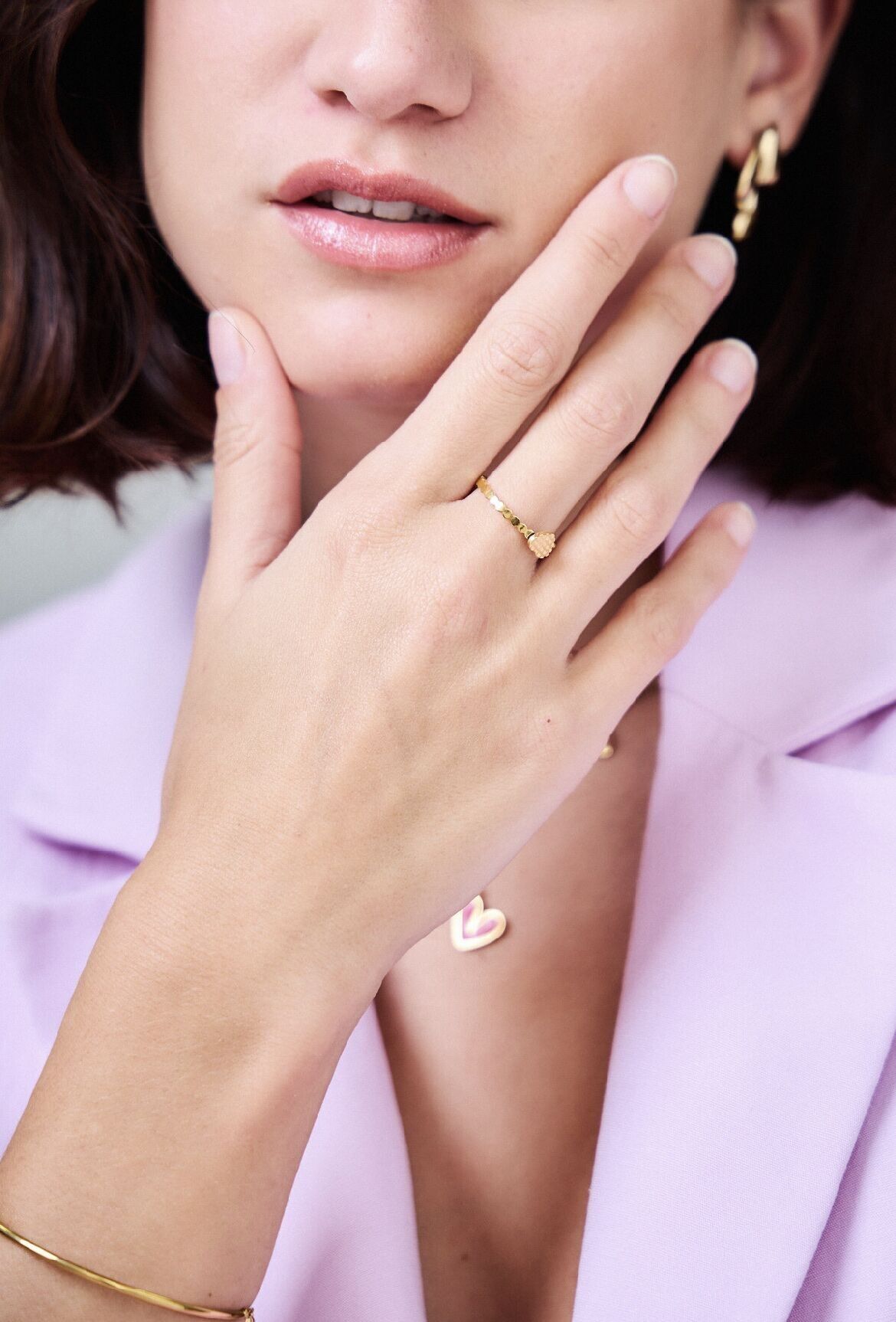 Anello regolabile in acciaio inossidabile a forma di cuore - Eleganza romantica