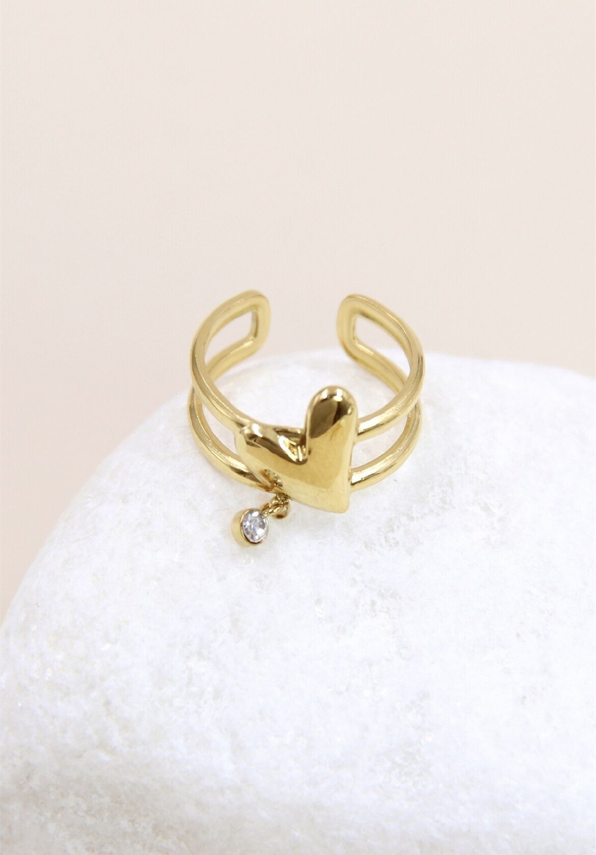 Anello regolabile in acciaio inossidabile a forma di cuore