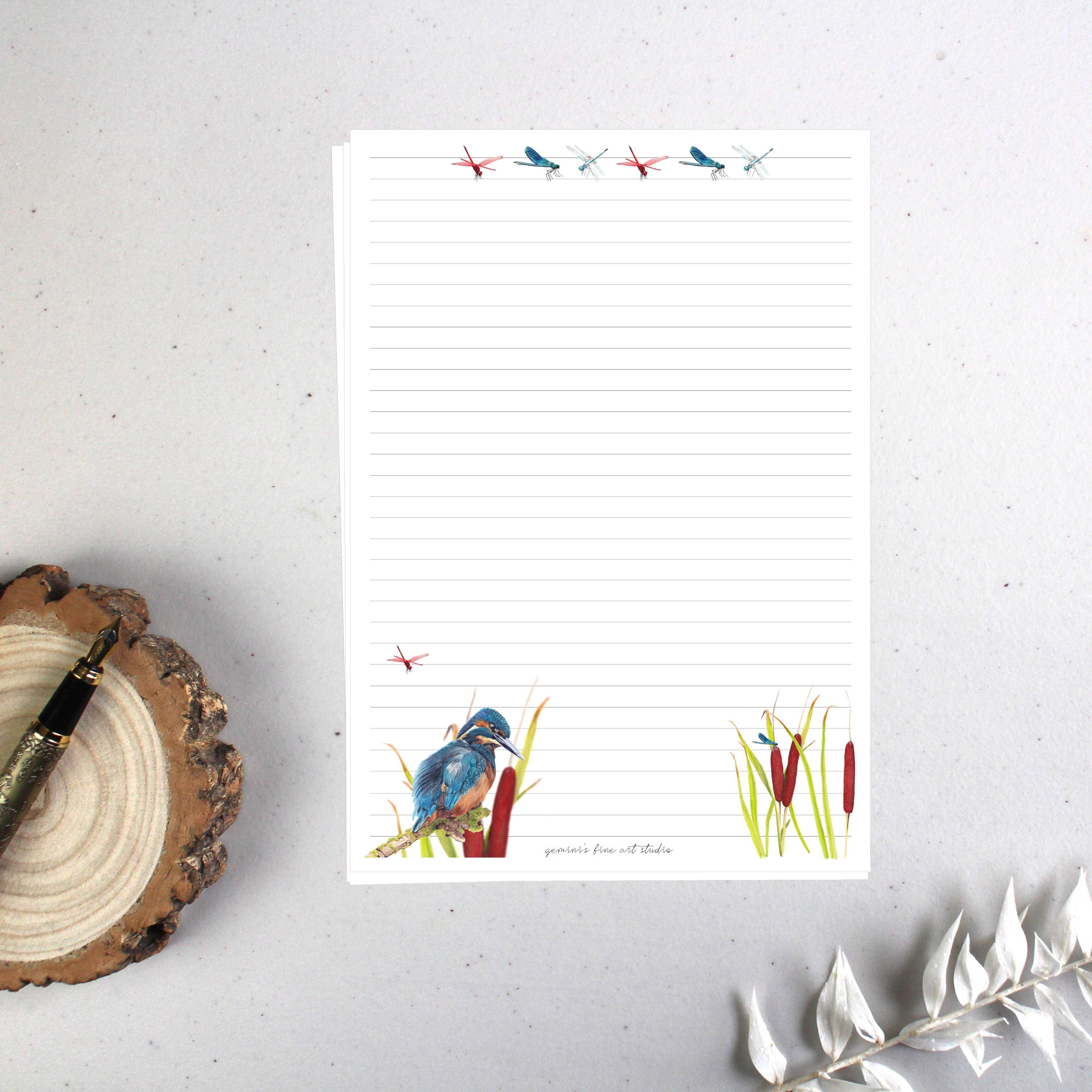 Feuilles de papier à lettres de luxe A5 – Kingfisher, 10 feuilles