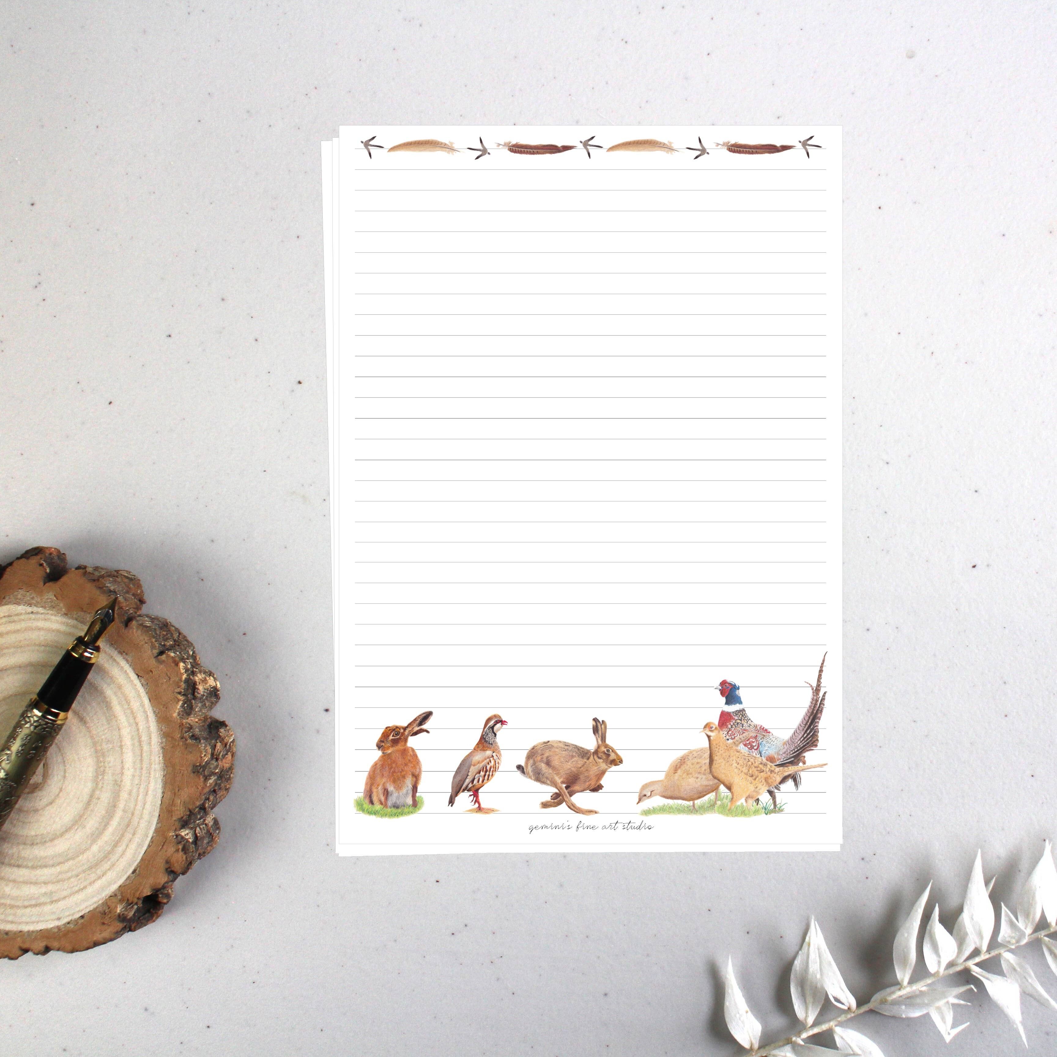 Feuilles de papier à lettres de luxe A5 | Country Game | 10 feuilles