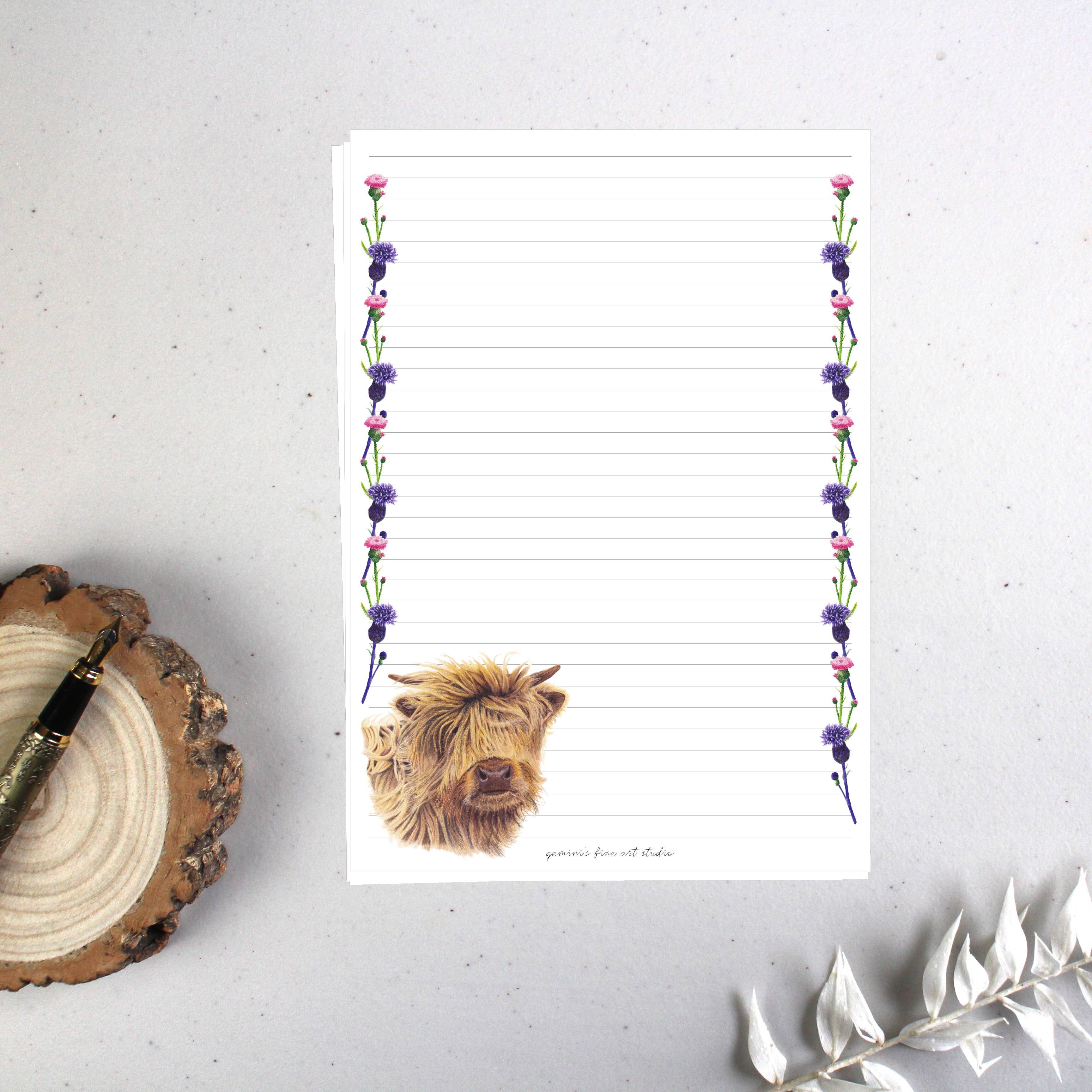 Feuilles de papier à lettres de luxe A5 | Veau Highland | 10 feuilles