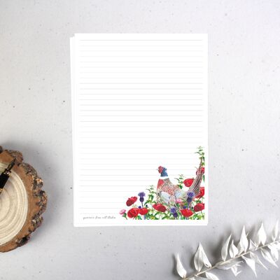 A5-Briefpapierbögen – Mohnfeldfasan, 10 Blatt
