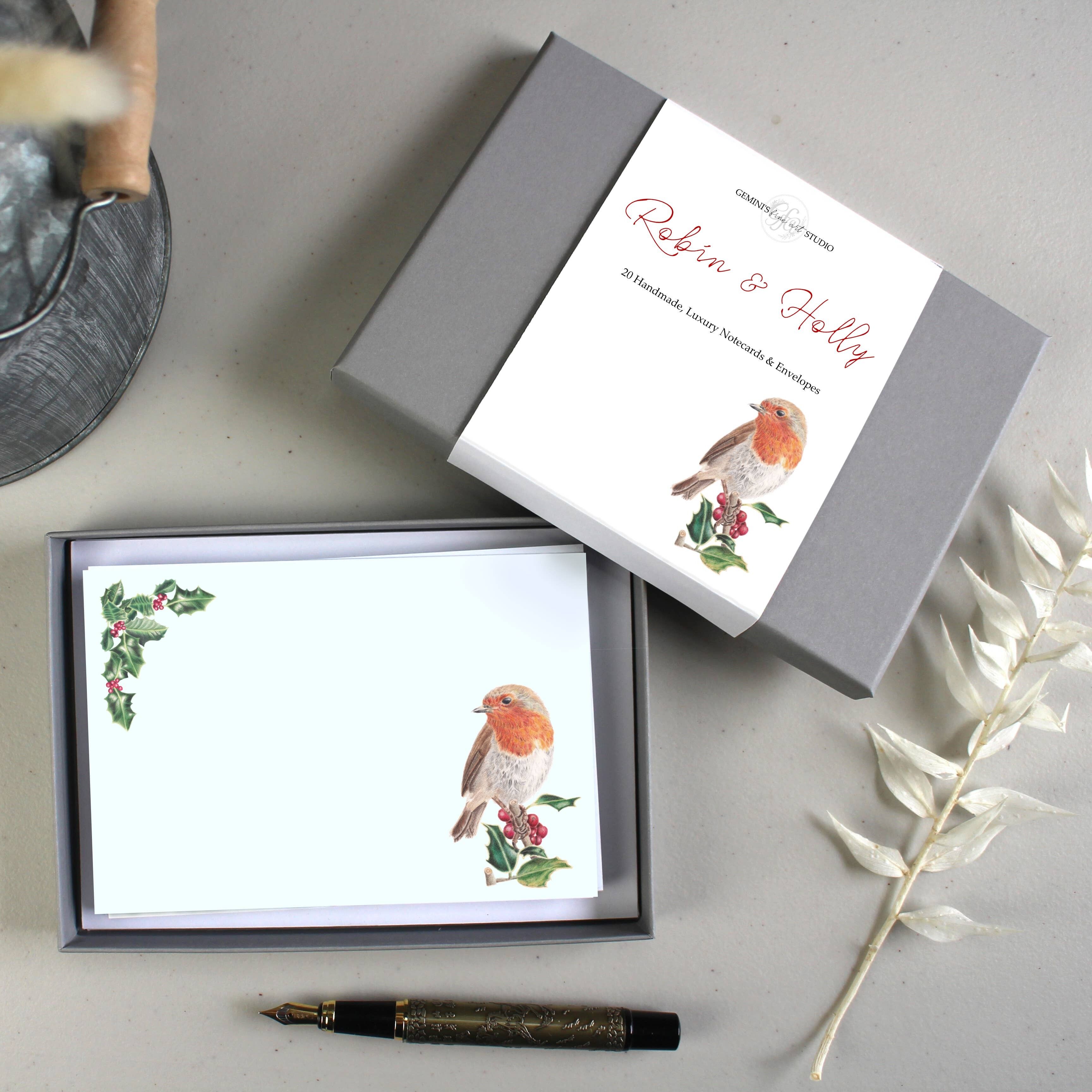 Weihnachts-Notizkarten „Robin & Holly“ | Tischkarten | Korrespondenz | Schreibset