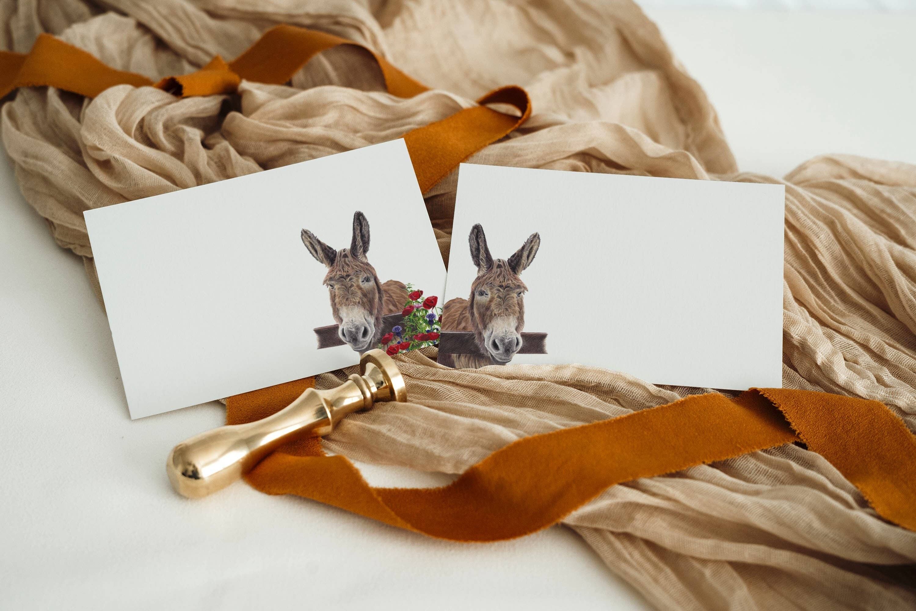 Rodney, der Miniatur-Esel, Notizkarten | Tischkarten – 2 Designs | Wohltätigkeit | Schreibset