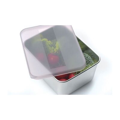 Stainless steel kitchen storage container with brown semi-transparent lid (Youki Brown lid) - EAtoCO / YOSHIKAWA collection