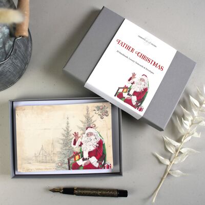 Biglietti di auguri di Babbo Natale in stile vintage tradizionale | Segnaposto | Babbo Natale | Scrittura