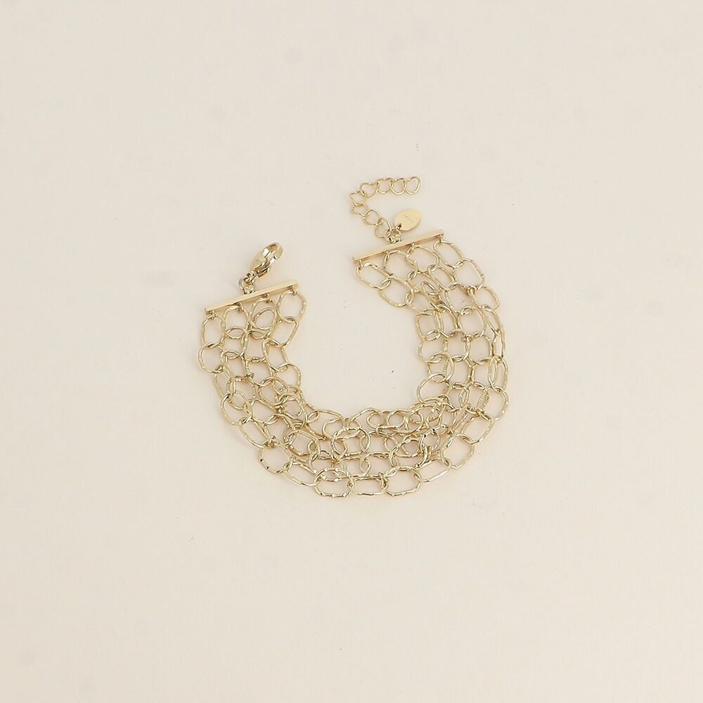 Pulsera - 4 filas de eslabones ovalados acanalados