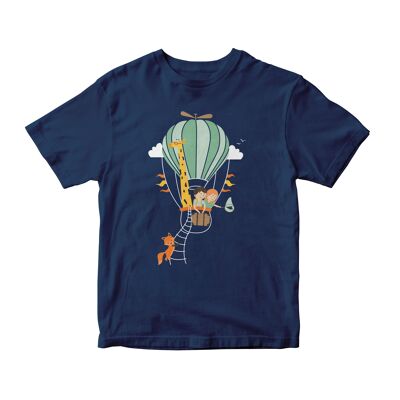 T-shirt Enfant / Voyage en ballon / Bleu marine