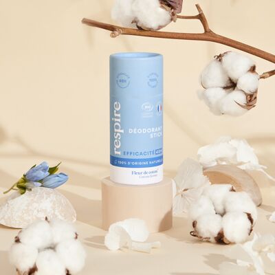 Solid deodorant certified organic effective 48h Cotton flower