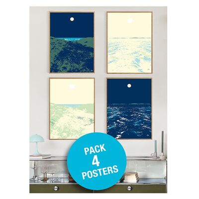 Offer of a pack of 4 Bréhat posters. Seascapes in homage to the Impressionists.100% made in France