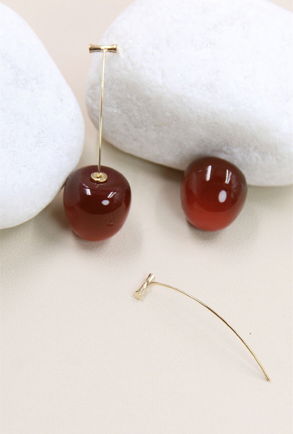 Orecchini in acciaio inossidabile: ciondolo ciliegia chic