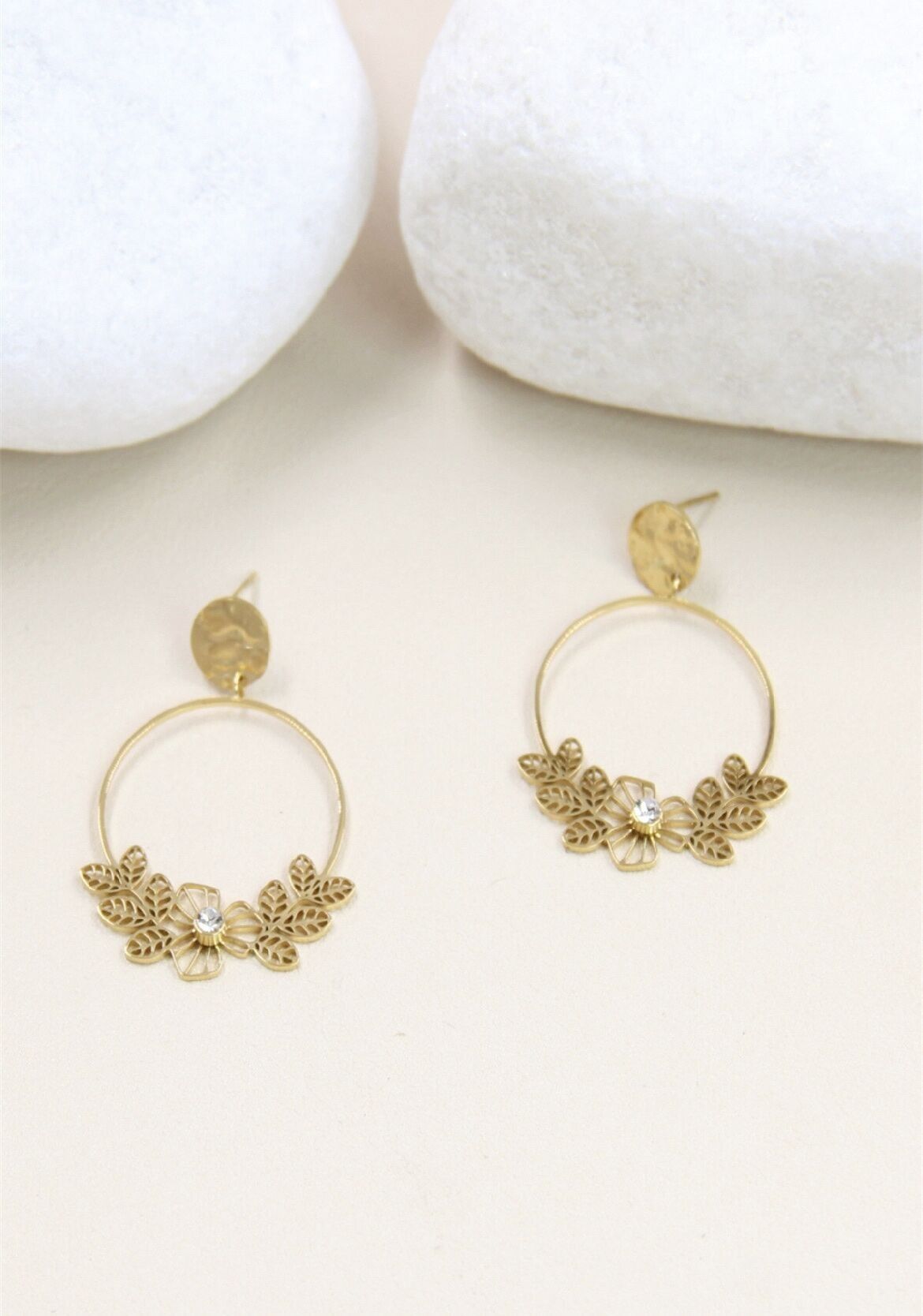 - Blumenanhänger aus Edelstahl mit Diamant-Imitation