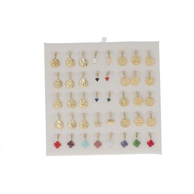 Kit di 40 ciondoli in acciaio inossidabile - mix oro - pietre floreali e naturali