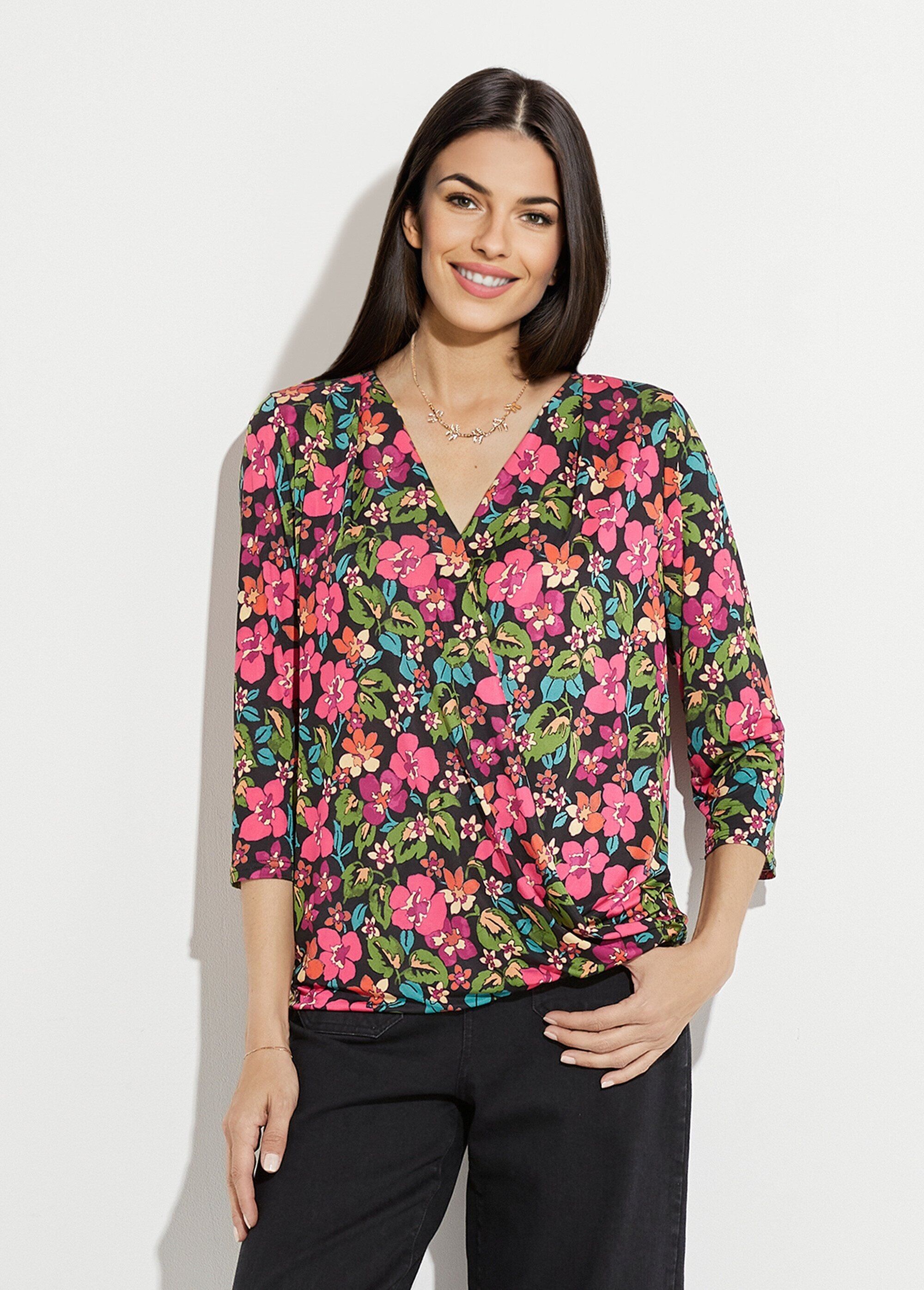 Floral wrap-around blouse T-shirt