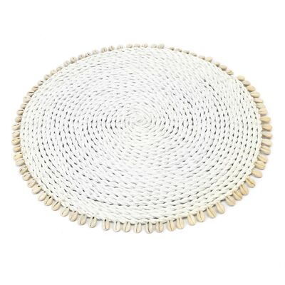 Set de table coquillage en jonc de mer - Blanc